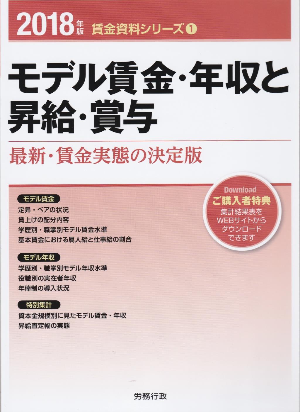 モデル賃金・年収と昇給・賞与 2018年版
